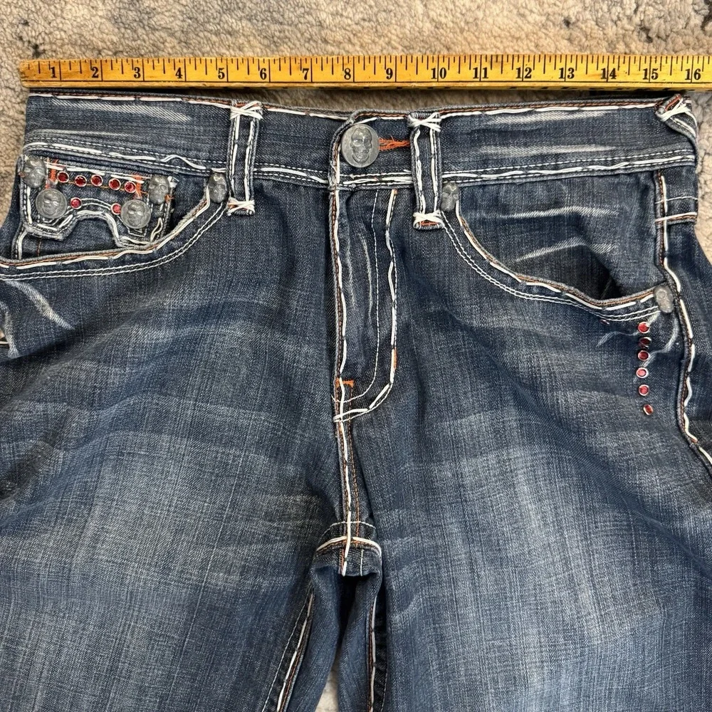 Y2K Laguna Beach Shorts 32 Fleur De Lis Embroidered Denim 2000s Rare